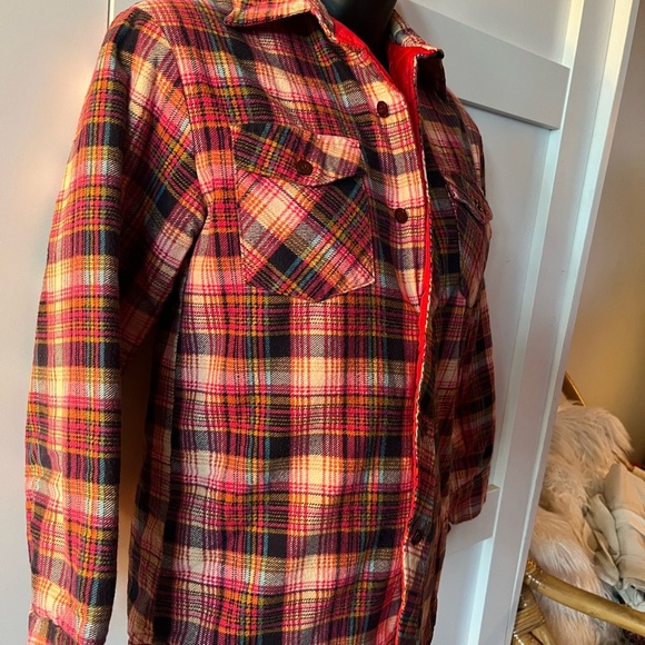 Vintage Plaid chore coat Utility Jacket lined quilted style button up - Picture 2 of 8